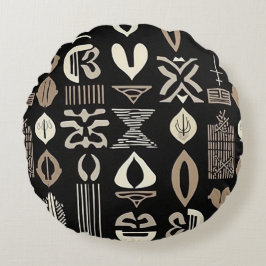 Sophisticated Luxury African Caribbean Mudcloth Rond Kussen