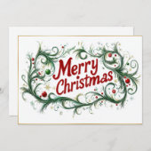 Sophisticated Merry Christmas Script Feestdagenkaart (Voorkant / Achterkant)