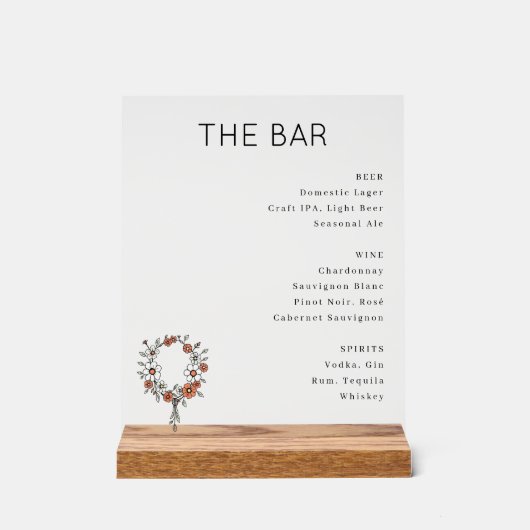 Sophisticated Minimalist Beverage Menu Acryl Bord (Voorkant)