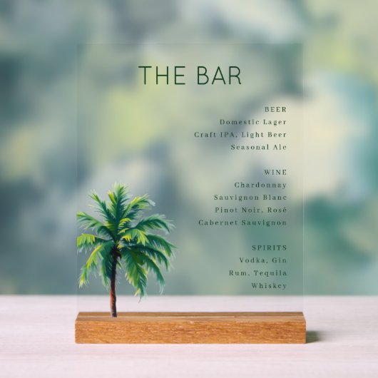 Sophisticated Minimalist Palm Tree Menu (Neutre)
