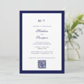 Sophisticated Moderne Marine Blauwe QR Code Huweli Kaart (Staand voorkant)