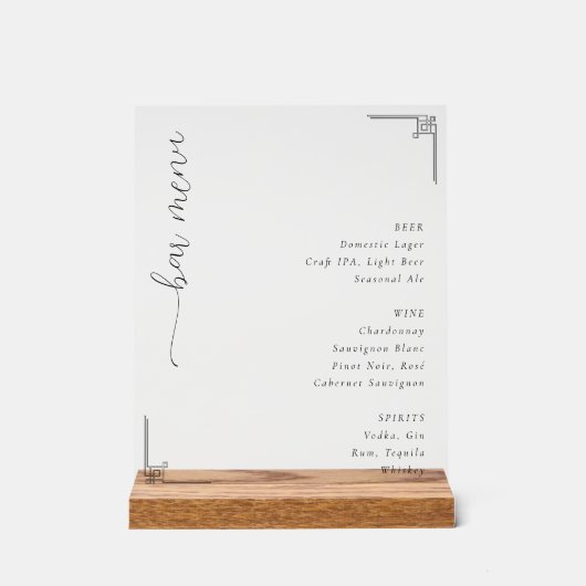Sophisticated Monochromatic Minimalist Bar Menu (Recto)