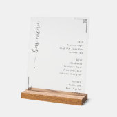 Sophisticated Monochromatic Minimalist Bar Menu Acryl Bord (Hoek)