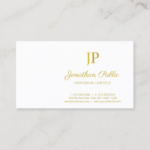 Sophisticated Monogram Wit Goud Modern Design Visitekaartje