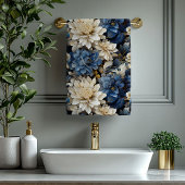 Sophisticated Navy Blue Ivory Gold Flowers