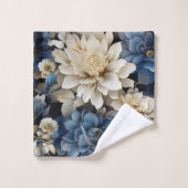 Sophisticated Navy Blue Ivory Gold Flowers (Gant de toilette)
