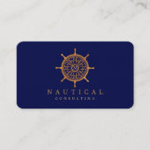 Sophisticated Navy Blue Nautical Ship Wheel Logo Visitekaartje (Voorkant)