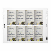 Sophisticated Navy en Gele Bloemen Wijn Labels (Full Sheet)