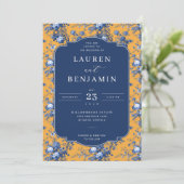 Sophisticated Navy Floral Wedding Invitation (Debout devant)