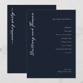 Sophisticated Navy Minimalist Wedding Program Programma (Voorkant / Achterkant)