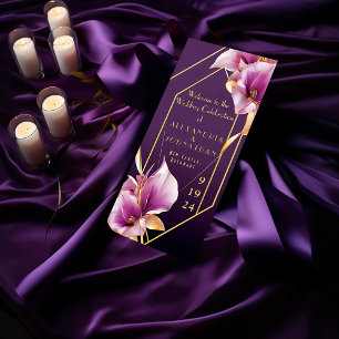 Sophisticated Paarse en gouden Calla Lily bruiloft Programma