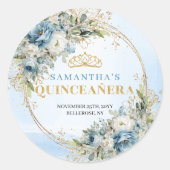 Sophisticated Pastel Blue Gold Eucalyptus Sticker (Devant)