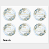 Sophisticated Pastel Blue Gold Eucalyptus Sticker (Feuille)