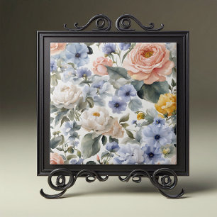 Sophisticated Pastel Rozen pioenen en anemonen Tegeltje
