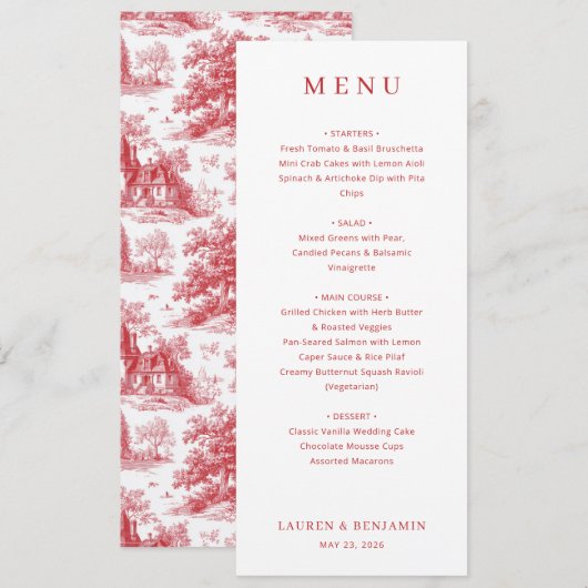 Sophisticated Peach Minimalist Menu (Devant / Derrière)