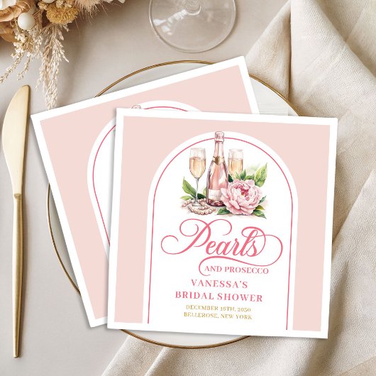 Sophisticated Pearls and Prosecco Bridal Napkins Servet