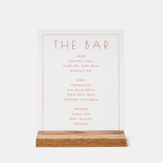 Sophisticated Pink Minimalist Bar Menu (Recto)