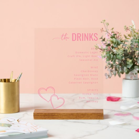 Sophisticated Pink Minimalist Beverage Menu (Mariage)