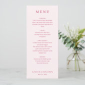 Sophisticated Pink Serif Wedding Menu (Debout devant)
