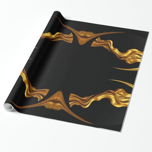 Sophisticated Presentation: Black& & Gold Abstract Cadeaupapier (Uitgerold)