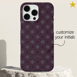 Sophisticated Purple Dots Custom Name Initials iPhone 16 Pro Max Hoesje