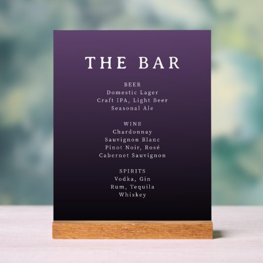 Sophisticated Purple Gradient Bar Menu (Neutre)