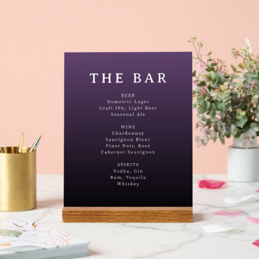 Sophisticated Purple Gradient Bar Menu (Mariage)