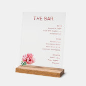 Sophisticated Red Floral Bar Menu Acryl Bord (Hoek)