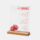 Sophisticated Red Floral Beverage Menu (Angle)