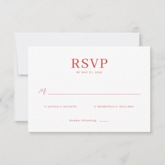 Sophisticated Red RSVP Card (Devant)