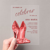 Sophisticated Red Spanish Feminine Birthday  Acryl Uitnodigingen (Insitu (Draagbaar))