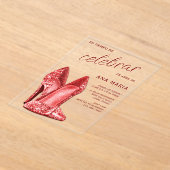 Sophisticated Red Spanish Feminine Birthday  Acryl Uitnodigingen (Laagn)