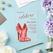 Sophisticated Red Spanish Feminine Birthday  Acryl Uitnodigingen (Insitu (Huwelijk))