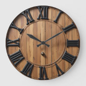 Sophisticated Roman Numeral Rustic Plank Grote Klok (Voorkant)