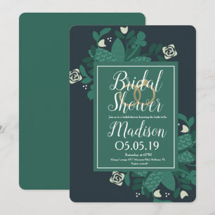 Sophisticated Roze Groene Bloemen Boeket Folie Rin Kaart