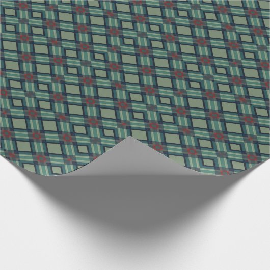 Sophisticated Sage Green and Navy Geometric Plaid  Cadeaupapier (Hoek)