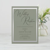 Sophisticated Sage & Zilver bruiloft receptie Kaart (Staand voorkant)