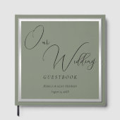 Sophisticated Sage & Zilveren bruiloft Gastenboek (Voorkant)