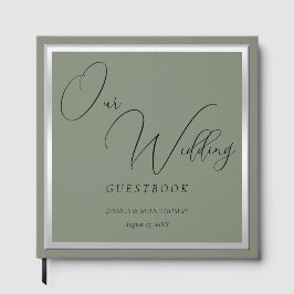 Sophisticated Sage & Zilveren bruiloft Gastenboek