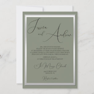 Sophisticated Sage & Zilveren bruiloft Kaart