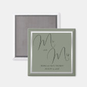 Sophisticated Sage & Zilveren bruiloft Magneet (Voorkant / Achterkant)