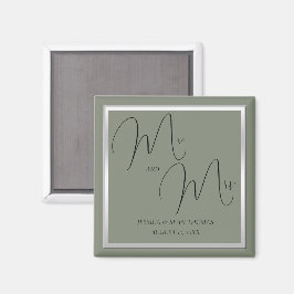Sophisticated Sage & Zilveren bruiloft Magneet