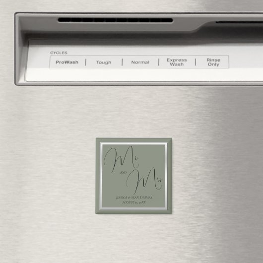 Sophisticated Sage & Zilveren bruiloft Magneet (Insitu (Vaatwasser))