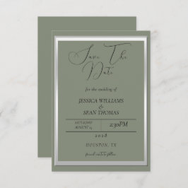 Sophisticated Sage & Zilveren bruiloft Save The Date