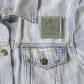Sophisticated Sage & Zilveren bruiloft Vierkante Button 5,1 Cm (In situ)