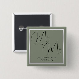 Sophisticated Sage & Zilveren bruiloft Vierkante Button 5,1 Cm