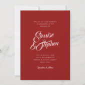 Sophisticated Script Namen Rood en Roze bruiloft Kaart (Voorkant)