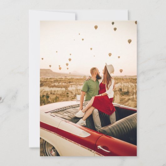 Sophisticated Script Namen Rood en Roze bruiloft Kaart (Achterkant)