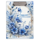 Sophisticated  Serene Blue Blossoms Klembord (Voorkant)
