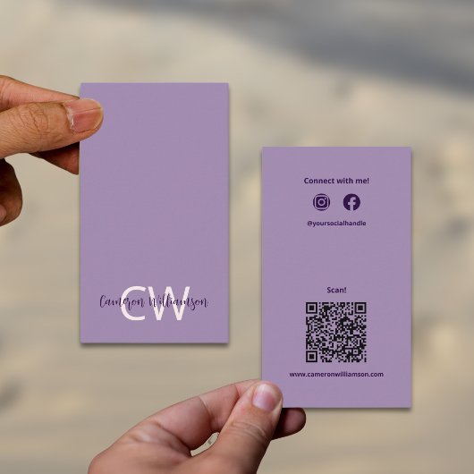 Sophisticated Solid Violet QR Code Sociaal Visitekaartje